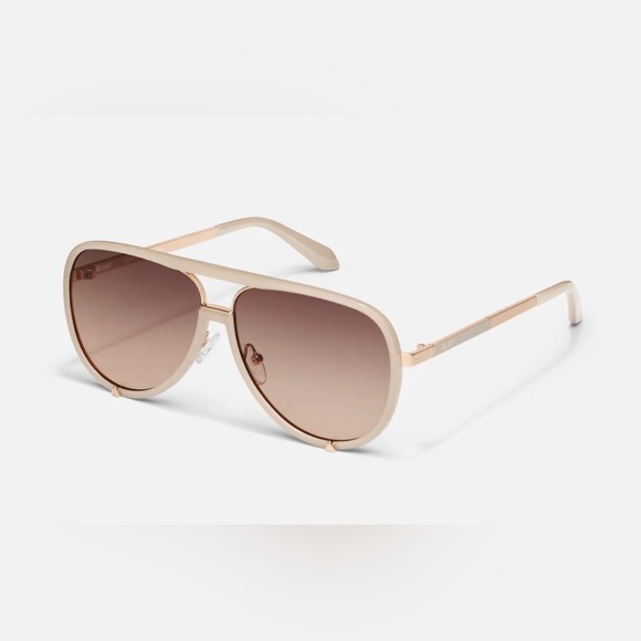 Quay HIGH PROFILE Bone Frame Brown Fawn Lens polarized aviator sunglasses new‎ main image 6